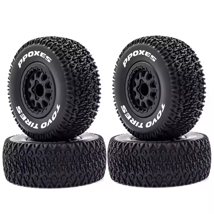 4pcs Neumáticos De Camión De Pista Corta 112mm 1/10 Con Rueda Y Hex 12mm Para Slash Arrma Senton HuanQi 727 Vkar 10sc Hpi Coche RC - 1