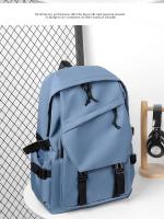 Mochila impermeable de poliéster para hombre, morral sencillo de 15 pulgadas, de Color sólido, a la moda, para ordenador de estudiante y pareja - details 14