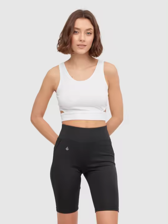 Legging ciclista negro, tejido elástico, logo en cintura INSIDE - 1
