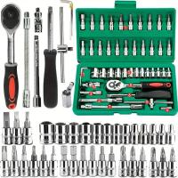Juego De 46 Piezas De Llaves Y Destornilladores De 1/4 Pulgada Con Juego De Soquetes Metréricos Y Barra De Extensión Para Reparación De Automóviles EQZ - details 0