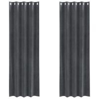 Cortinas opacas vidaXL con ojales 2 pcs de terciopelo gris claro - details 1