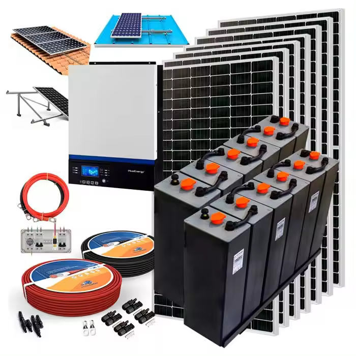 Plusenergy - Kit Solar 24V 3000W Inversor Híbrido con Baterías CPzS 2V - 1