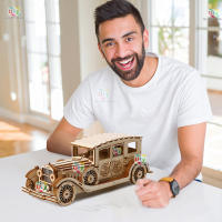 Puzzle 3D De Madera Ury Coche Retro Vintage Modelo De Vehículo Clásico Nostálgico De Películas DIY Decoración Regalo Para Niños Y Adultos - details 5