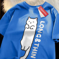 Camiseta De Estilo Japonés Para Hombre Con Gato Delgado Y Blanco Manga Corta Transpirable Verano Moda Algodón Suave Y Cómodo - details 17
