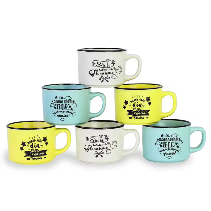 Pack de 6 a 30 unidades de Tazas originales Vintage, Con frase especial de dedicatoria, 3 modelos diferentes, Detalles de comunión para los invitados, Detalles para bodas invitados, Recuerdos Bautizo, Regalantes.com - 1