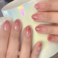 24Pcs Uñas Postizas De Cabeza Redonda Y Corta Con Diseño De Ojo De Liebre Plata Uñas Postizas De Cubierta Completa Almendra Para Manicura - details 1