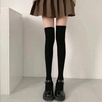 Parejas De Medias Largas De Punto Clásicas Para Mujer En Colores Sólidos Negro Blanco Gris Cómodas Y Versátiles Para Moda - details 2