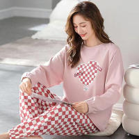 Conjunto De Pijamas Para Mujer Con Dibujos Animados Camiseta De Manga Larga Y Pantalones Dos Piezas Pijama De Noche Estilo Básico Talla Grande Para Otoño Y Primavera MOV - details 9