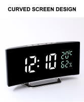Reloj De Alarma Digital Con Pantalla Curva Mostrador De Tiempo/ Fecha/ Temperatura/Humedad 12/24h 3 Alarmas Ajustable Brillo Reloj De Mesa Europeo - details 8