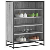 vidaXL Zapatero de madera de ingeniería y metal 75x38x97,5 cm en color Negro/Roble ahumado/Marrón roble y más - details 3