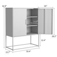 Aparador Metálico, Gabinete de Almacenamiento - 2 Estantes, Gabinete Independiente de Acero, Puerta Magnética, Protección Antiinclinación, Sala de estar, Cocina, Oficina, Blanco, alto 109 cm × Ancho 85 cm × Profundidad 40 cm - details 10