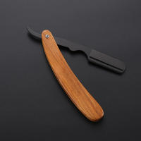 Afeitadora Manual De Madera Y Acero Inoxidable Cuchillo De Afeitar Plegable Para Barbero Profesional Tamaño Compacto Para Rostro Y Bikini - details 2