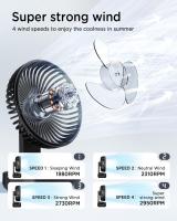Ventilador de Mesa USB, Silencioso Recargable Ventiladores 4000mAh, Potente con 4 Velocidades, 120 ° Auto-Oscilación, Ventilador Portátil para Oficina, Dormitorio, Exterior, Negro Oscilante - details 3