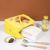 Linda Bolsa de dibujos animados en 3D Bolsa de comida de trabajo de oficina con aislamiento de tela Oxford Bolsa de almuerzo para estudiantes Bolsa de almuerzo, Pollo Lindo Amarillo - details 0