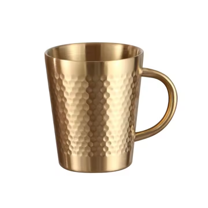 Taza De Bebida Fría De Acero Inoxidable Con Asa Textura Martillada Tazas De Cerveza Doble Capa Para Bar Y Cocina - 1