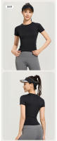 Ropa deportiva para exteriores, adelgazante, fitness, running, mallas absorbentes de sudor, tops de yoga, camisetas de manga corta, ropa de yoga para mujer - details 13