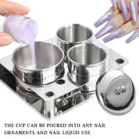 Set De 3 Piezas De Manicura Con Contenedor De Acero Inoxidable Para Líquido Y Polvo Acrílico Tazón Dappen Con Tapa Metálica Y Tazón Desinfectante Para Herramientas De Arte De Uñas - details 4