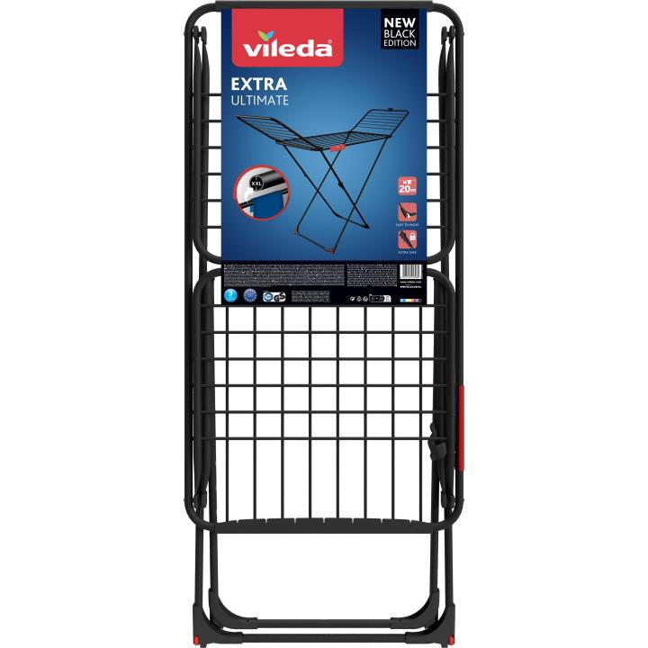 Vileda Tendedero Extra Ultimate Negro - Secado 20m, Pinzas y Ruedas