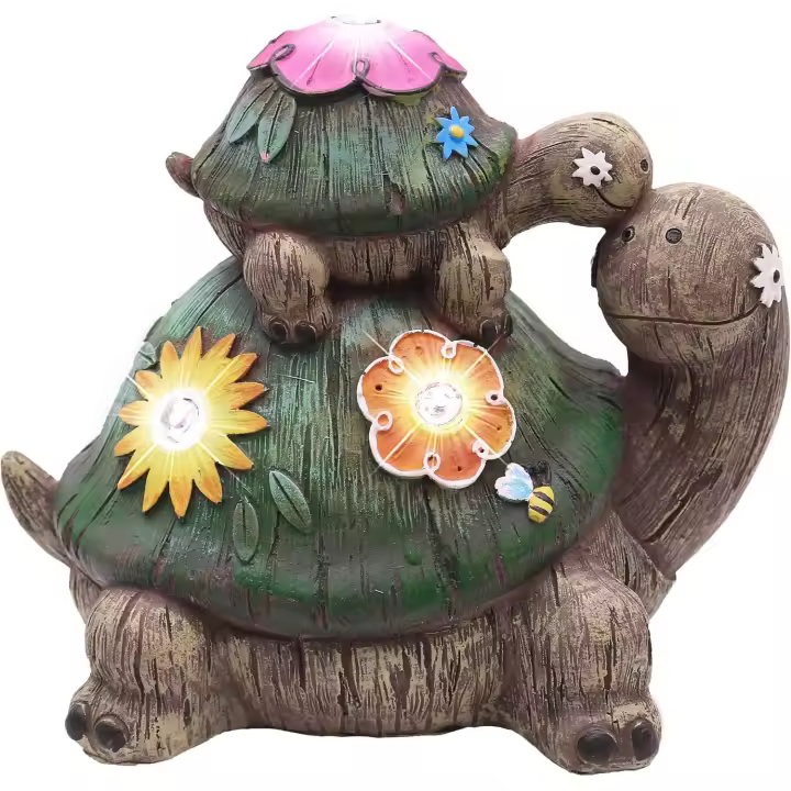 Adornos de Jardín de Hada con Luz Solar,Figurilla de Resina de Tortuga, Accesorios de Estatua al Aire Libre, Decoración para Casa, Jardín, Camino, Césped - 1