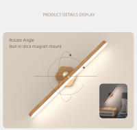 Lámpara De Noche LED De Madera Con Espejo Luz Frontal Recargable Magnética Para Dormitorio Lámpara De Borde Táctil - details 3