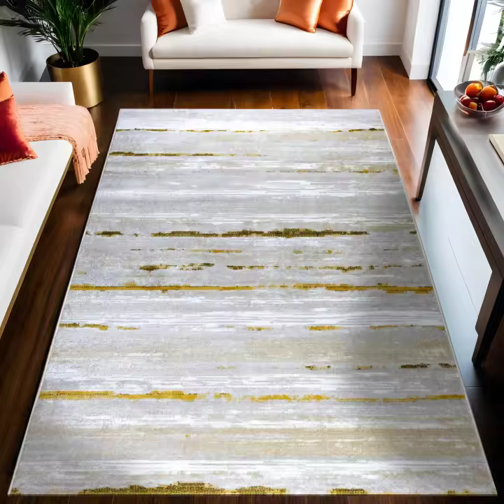 RUGURA - Alfombra Vintage Abstracta - Estilo Nórdico, Moderno, Contemporáneo - Para Salón, Habitación, Pasillo, Dormitorio - Colores Azul, Gris, Beige y Crema - Material Duradero de Alta Calidad - Fácil de Limpiar - Rectangular - 1