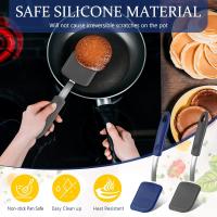 Raspadores de silicona para galletas (2 unidades), mini raspadores para brownies, espátulas elásticas de silicona para cocina, antiadherentes, resistentes al calor, para panqueques (gris, azul) - details 1