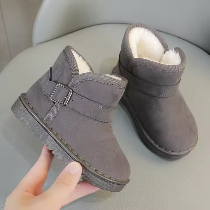 Botas Térmicas Para Niños Y Niñas Antideslizantes Con Hebilla Moda Sencilla Algodón Invierno Otoño Bota De Tobillo Unisex Talla 4-6Años - 1