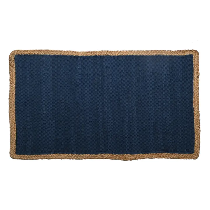 CAPRILO REGALOS & DECORACIÓN Alfombra Rectangular Azul Decorativa de Yute "Chindi-Étnica". Decoración del Hogar. Regalos Originales. Dormitorios y Salón. Textil. 80 x 50 x 1 cm - 1