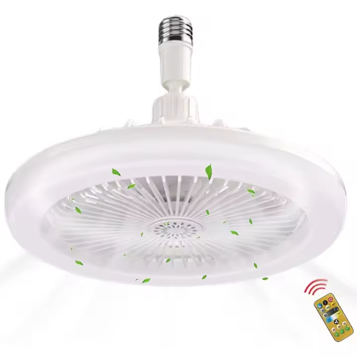 PORCHEDDU Luz de ventilador de techo E27, Luz de ventilador Instalación fácil con temporizador, Techo Transparent Ventiladores de techo con Luces, Luz de ventilador inteligente, 2 en 1 Diseño de control remoto - 1