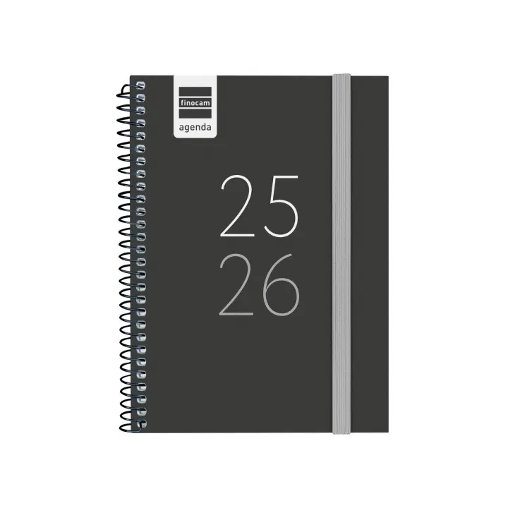 Finocam - Agenda Secundaria Curso 2025 2026 Negro Septiembre 2025 - Junio 2026 (curso lectivo) + Julio y Agosto resumidos Español - 1