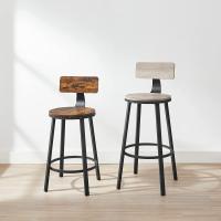 Taburetes de bar con respaldo, set de 2 unidades, estilo industrial, marco de acero, montaje sencillo, asiento elevado para cocina, marrón rústico y negro - details 1