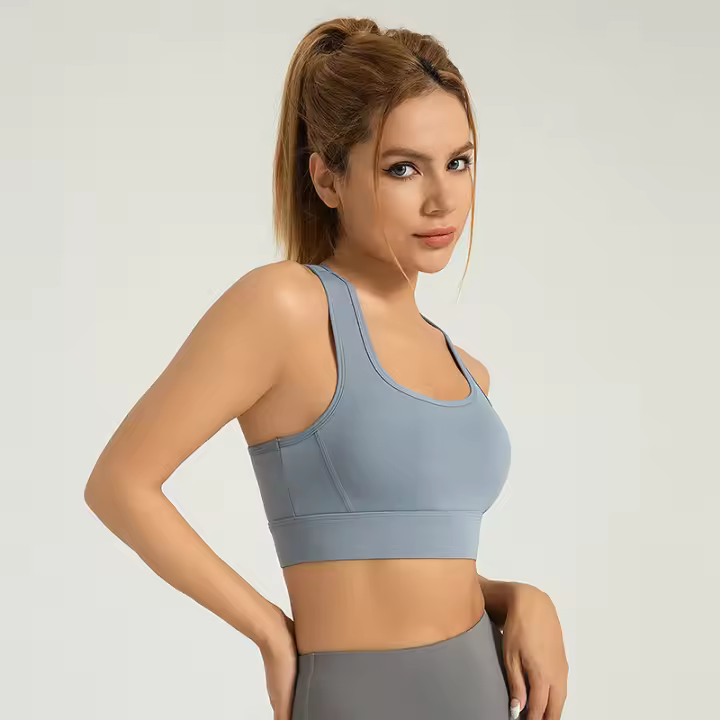 El melocotón breasted el sujetador deportivo para la parte posterior a prueba de choques de alta resistencia de la yoga de la aptitud de las mujeres se divierte el sujetador - 1