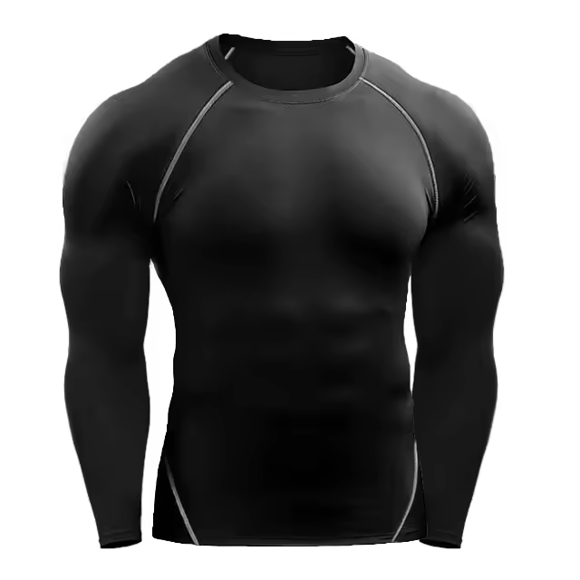 Camiseta De Manga Larga De Compresión Para Hombre Camiseta Deportiva De Entrenamiento Con Elástico Para Gimnasio Y Fitness Camiseta Deportiva De Running Ajustada Para Hombre - 1