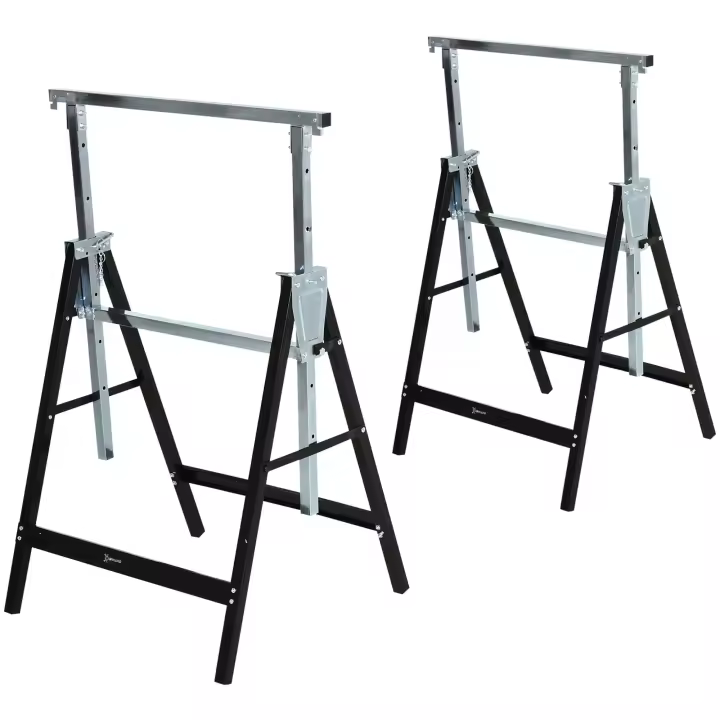Caballete de trabajo DURHAND, altura regulable, plegable, metal, negro, 68 x 56 x 80-130 cm, capacidad de carga 200 kg - 1
