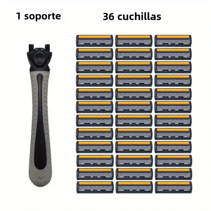 Paquetes De Varias Cubetas Cuchillas Tríples Antideslizantes Para Hombres Afeitado Viajes Raseros Manuales Recargables - 1