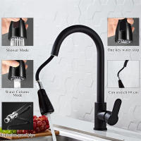 Grifo De Cocina Pull out En Acero Inoxidable 304 Montado En La Plataforma Con Cabezal De Rociador Tapa Fría Y Caliente Tipo De Manillar: Individual - details 5