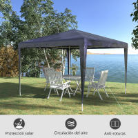 Outsunny Carpa Desmontable 3x3 m Cenador Pabellón de Jardín con 4 Orificios de Drenaje y Marco de Metal Gazebo para Terraza Patio Exterior Camping - details 3