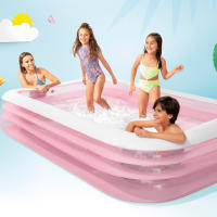 Piscina hinchable rectangular INTEX color rosa, para niños y niñas, piscinas infantiles, medidas 305x183x56cm, capacidad 1050L, incluye parche de reparación - details 6