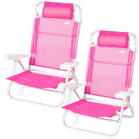 Aktive - Silla de playa plegable, 47x49x82 cm, respaldo 8 posiciones, aluminio y textileno, asiento bajo, incluye cojín acolchado, sin tubo delantero, asa de transporte, silla reclinable de playa, multiposición, silla playa plegable ligera - details 7