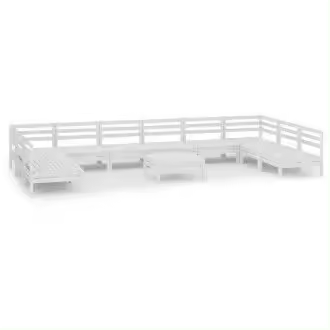 VIDAXL 3083430 set de muebles de pino para exterior de 11 piezas color blanco sin cojines vida xl - 1