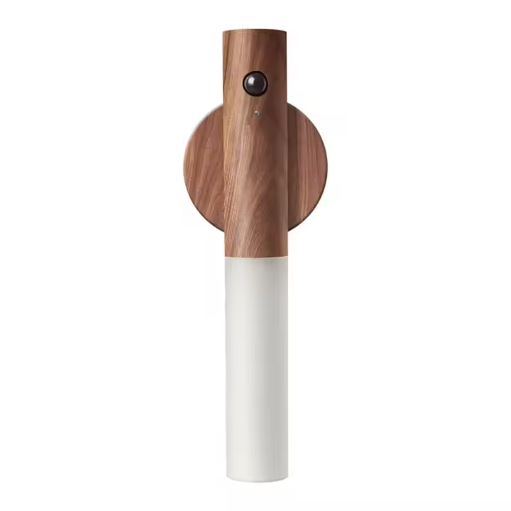 Lámpara De Pared De Madera Con Sensor De Movimiento PIR Y Luz Nocturna LED Recargable Para Armario De Cocina Y Libros Fuente De Alimentación AC - 1