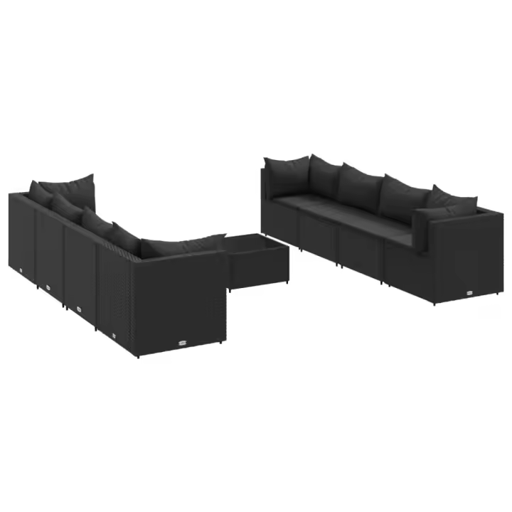 vidaXL Set de muebles de jardín 9 pzas y cojines ratán sintético negro - 1