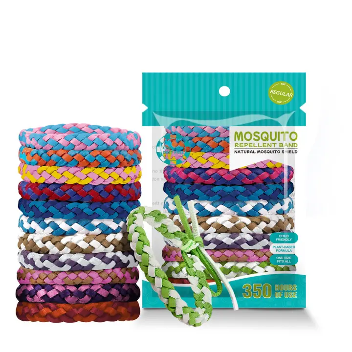 Pulsera Repelente de mosquitos 12 Unidades Protección natural para niños, apta para interior y exterior, combinación multicolor - 1