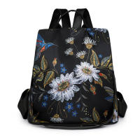 Mochila antirobo Vintage para Mujer, Bolso de hombro de viaje, mochila Negra informal, Flores, para regalo de la madre - details 0