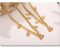 Encanto Zirconia Acero Inoxidable Pequeño Árbol Guante Alce Colgante Collar Gotas de Aceite Verde Elementos de Navidad - details 6