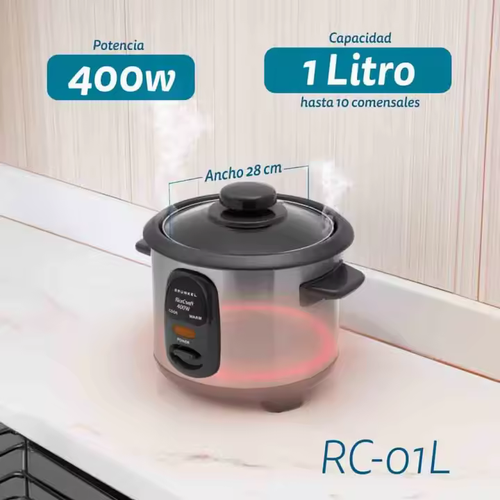 Arrocera RC-1L - 1L de capacidad - 400W -  Acero inoxidable - 1