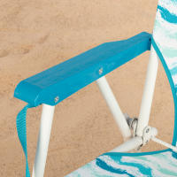 Aktive - Silla de playa plegable con respaldo bajo, bolsillo trasero y asa de transporte, estructura de acero, asiento de poliéster, ligera y compacta, 45x40x70 cm, estampado azul Maldivas - details 4