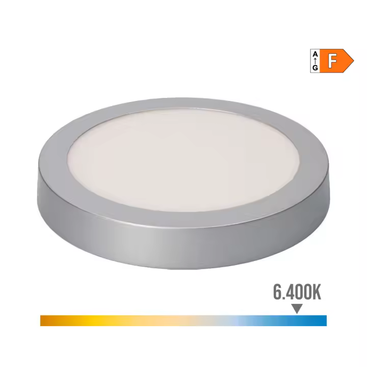 Edm Downlight LED Superficie Redondo Cromado 20W 1500lm 6400K Luz Fría - 1