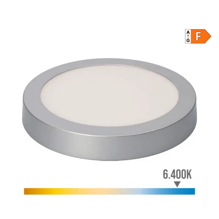 Edm Downlight LED Superficie Redondo Cromado 20W 1500lm 6400K Luz Fría - 1
