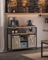 Armario de cocina, elegancia rústica para tus festines, diseño en madera marrón con puertas de correderas y paneles de malla, versátil y funcional, ¡descubre la calidez en cada rincón! - details 1